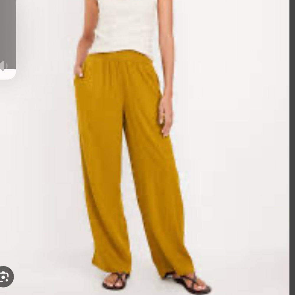 NEW! 3x Old Navy High-Waisted Wide-Leg Linen-Blend Pants (3x mustard)